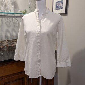 Vintage Style E-Col-O-Gle Woman Linen Cotton Long Sleeve Top Tunic Cream White